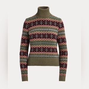 Fair isle wool blend turtleneck sweater